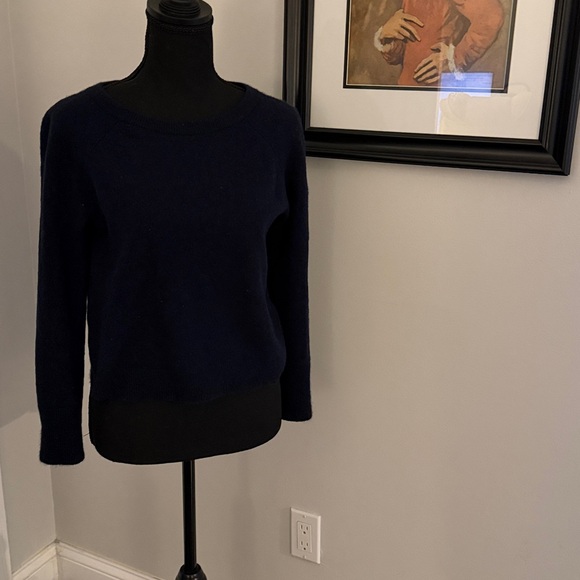 White & Warren Cashmere Crewneck Sweater Navy Size S - Picture 3 of 7